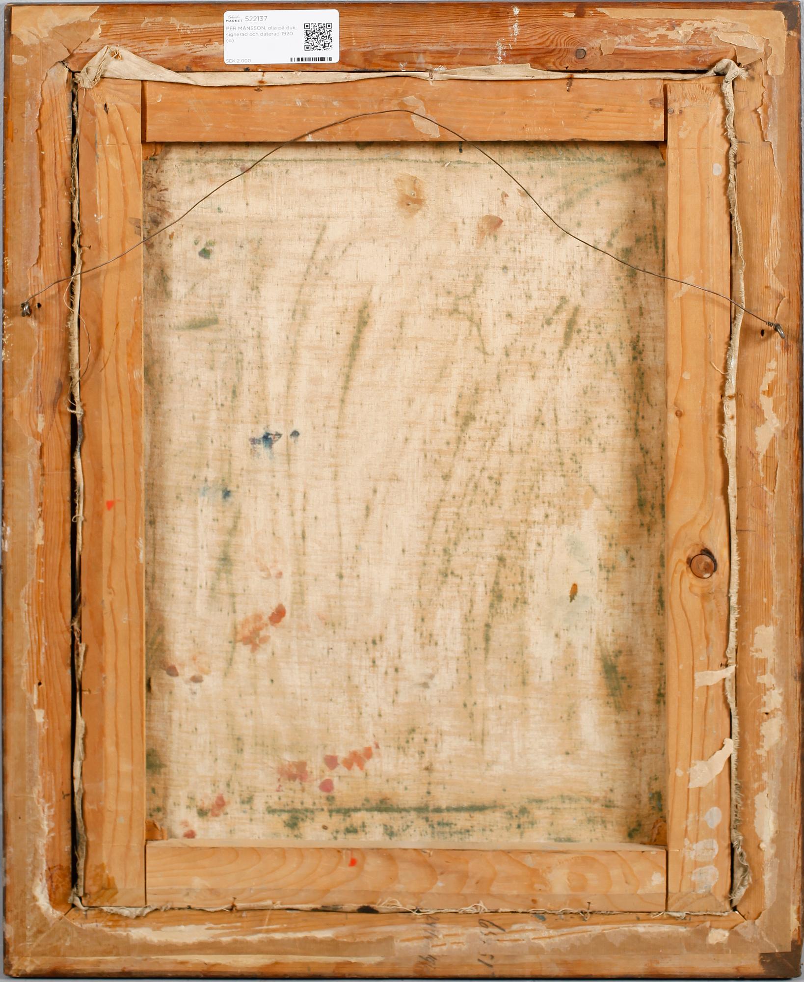 PER MÅNSSON, olja på duk, signerad och daterad 1920.