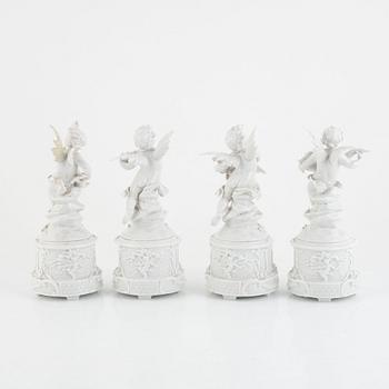 Table decorations, 5 pieces, porcelain, Naples and Naples-like mark, 20th century.