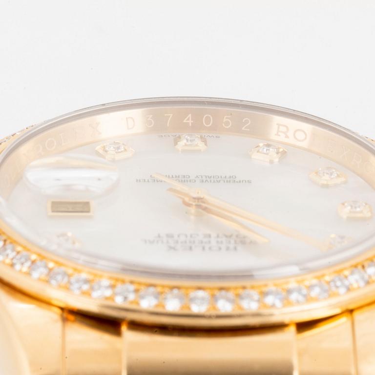 Rolex, Oyster Perpetual, Datejust, "Mother of Pearl Diamond Dial", wristwatch, 36 mm.