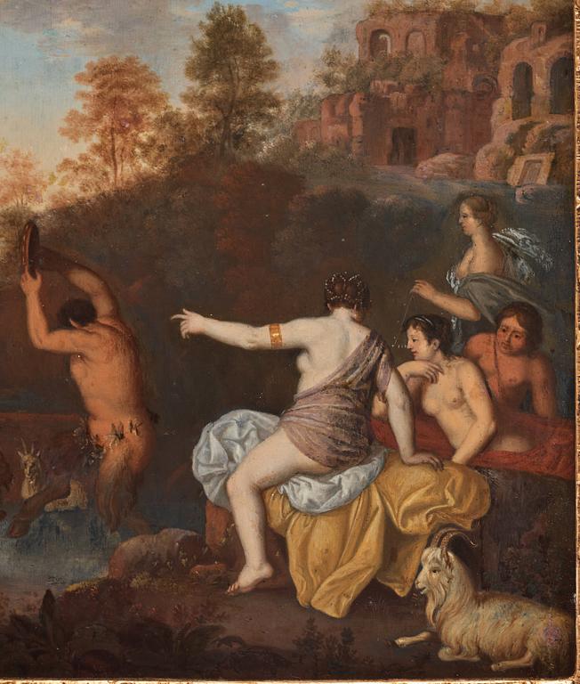 Cornelis van Poelenburgh Hans krets, Satyr och nymfer.