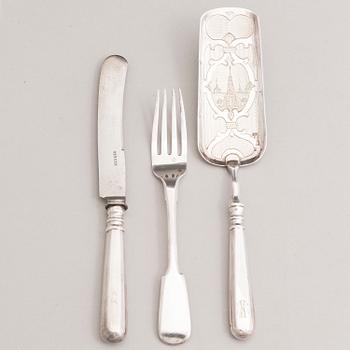 LEOPOLD MICHELSEN, A silver cake server and a knife and fork, Tallinn 1879-81.