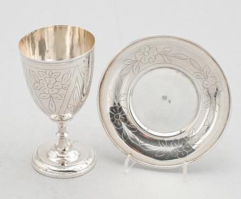 POKAL SAMT FAT, silver, Nordafrika, 1900-tal. Tot vikt ca 285 g.