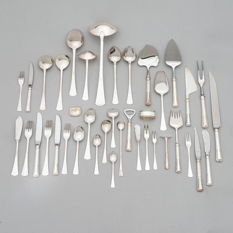 Tillander, bestickuppsättning, 166 delar, silver, "Käpy" (Kotte), 1996-2000. Design: Vilho Ellenberg, 1920-tal.