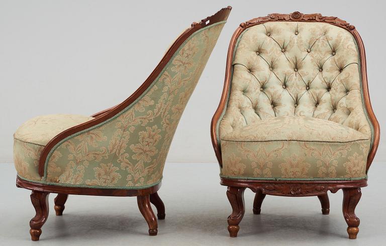 FÅTÖLJER, ett par, nyrokoko, 1800-talets slut.