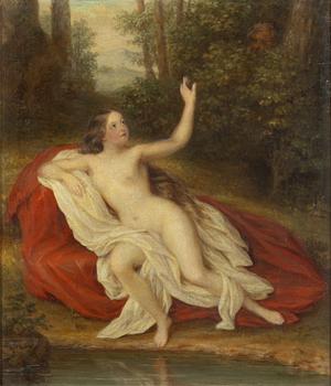 Erik Wahlbergson, Woman and faun by the shore.