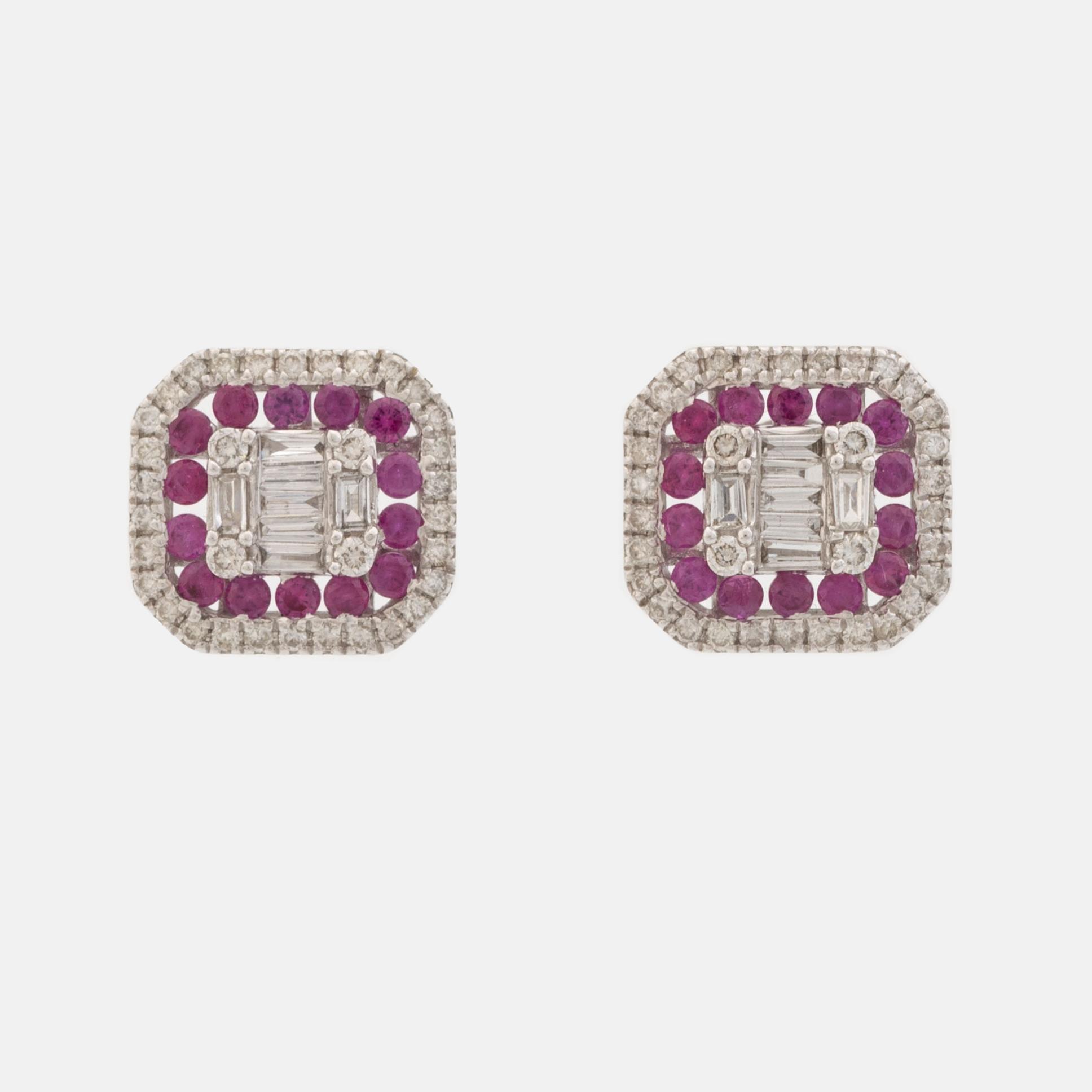 Ruby and diamond earrings.