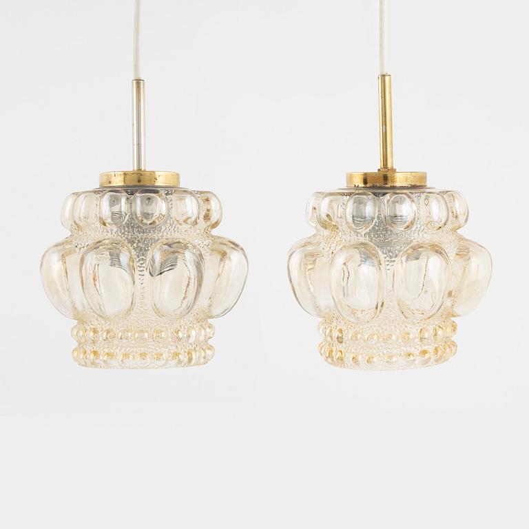 A pair of ceiling lamps, Glashütte Limburg, Germany, second half of the 20th century.