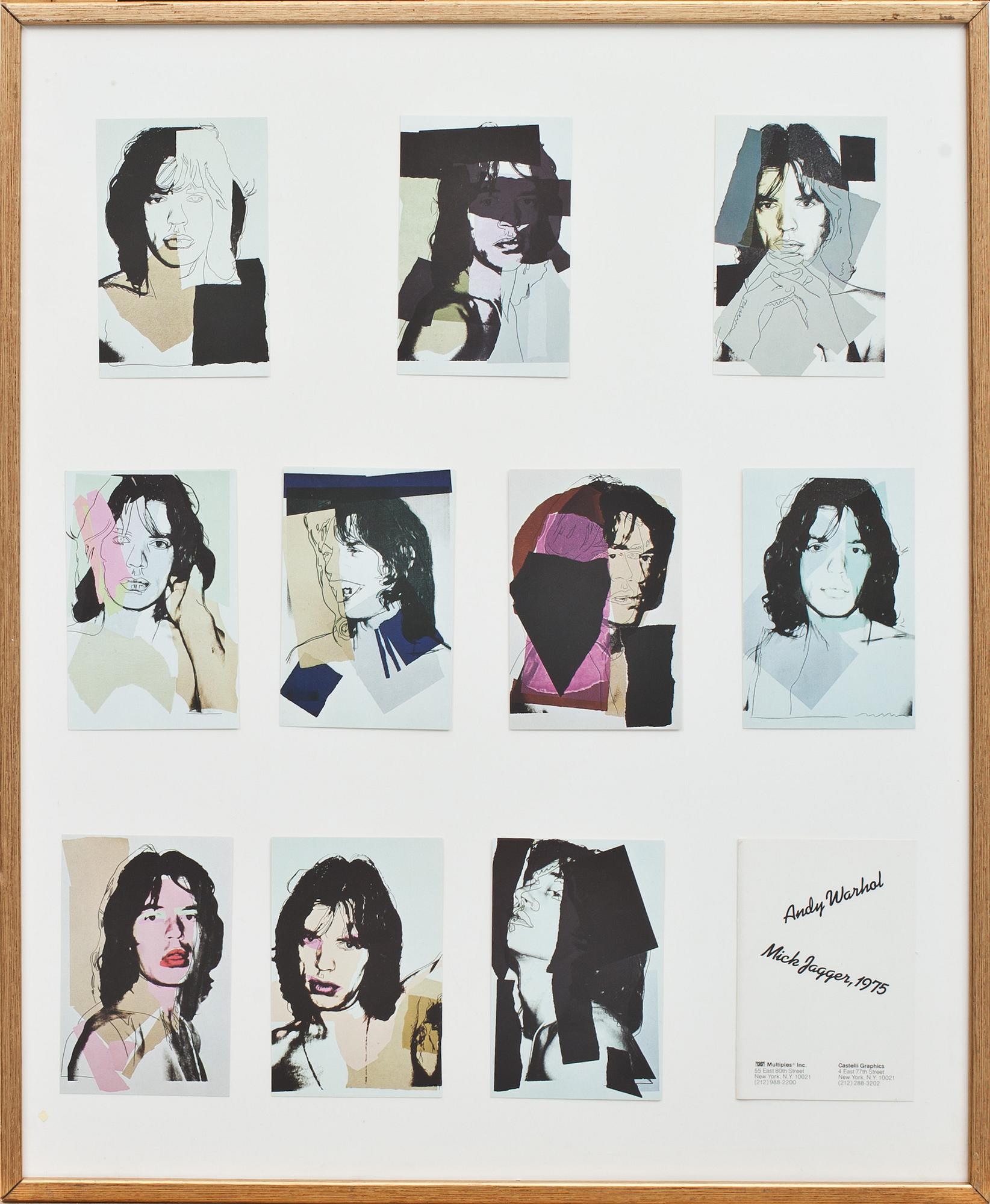 ANDY WARHOL, efter, 10 st, färgoffsettryck,"Mick Jagger" Castelli Graphics, 1975.