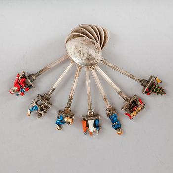 JULSKEDAR, 13 st, nysilver, 1900-talets första hälft.