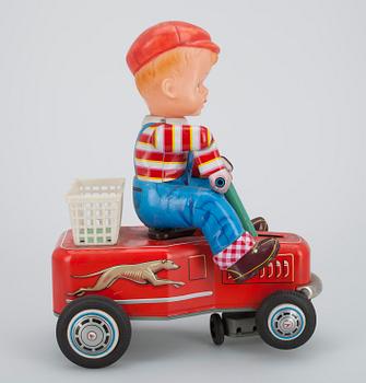 TRAMPBIL MED FÖRARE, plåt.