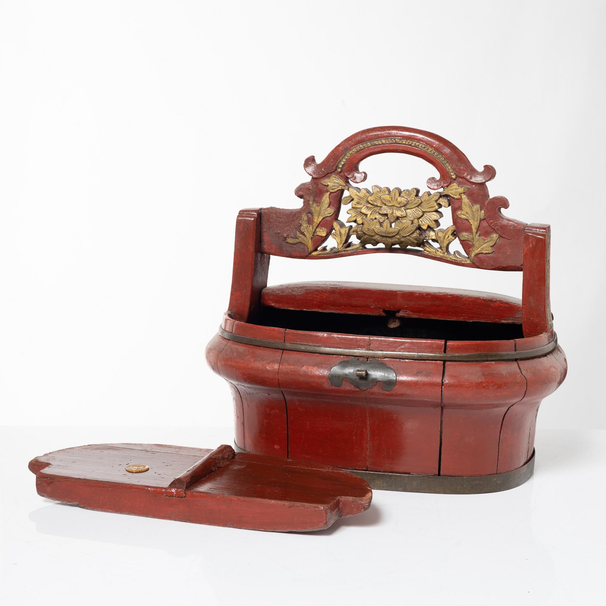 A group of three red wooden vessels, China/Southeast Asia, 20th century.