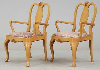 STOLAR, 6 st, samt KARMSTOLAR, 2 st, rokokostil, Svensk Möbelindustri, 1900-talets början.