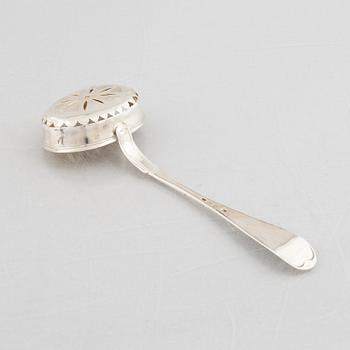 A Swedish Empire silver sugar bowl with sugar spoon, mark of Carl Lindström, Borås 1842.
