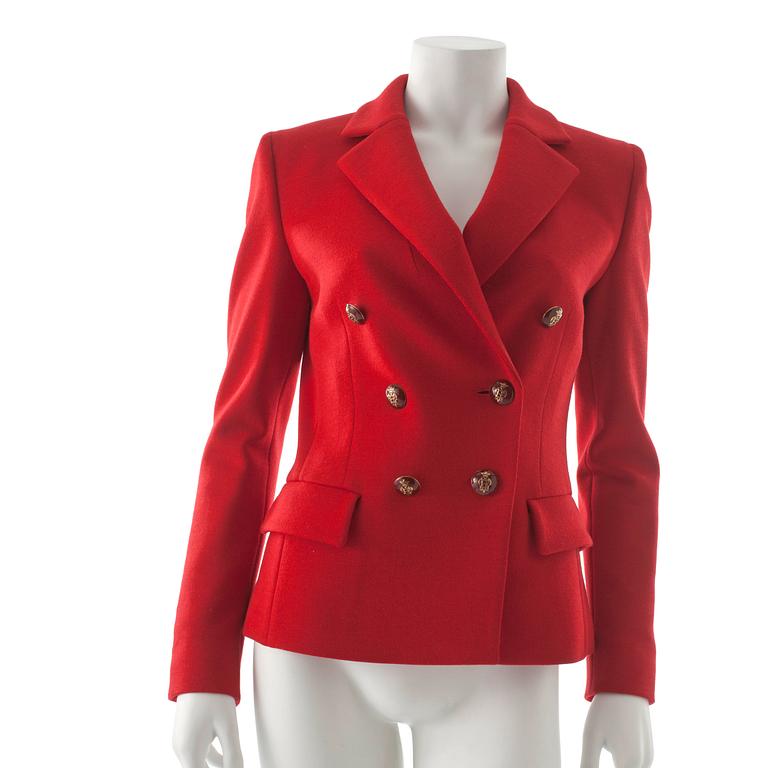 EMILIO PUCCI, a red cottonblend jacket.