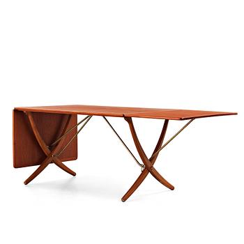 Hans J. Wegner, a teak, beech and brass dining table model "AT-314", for Andreas Tuck, Denmark 1950-60's.