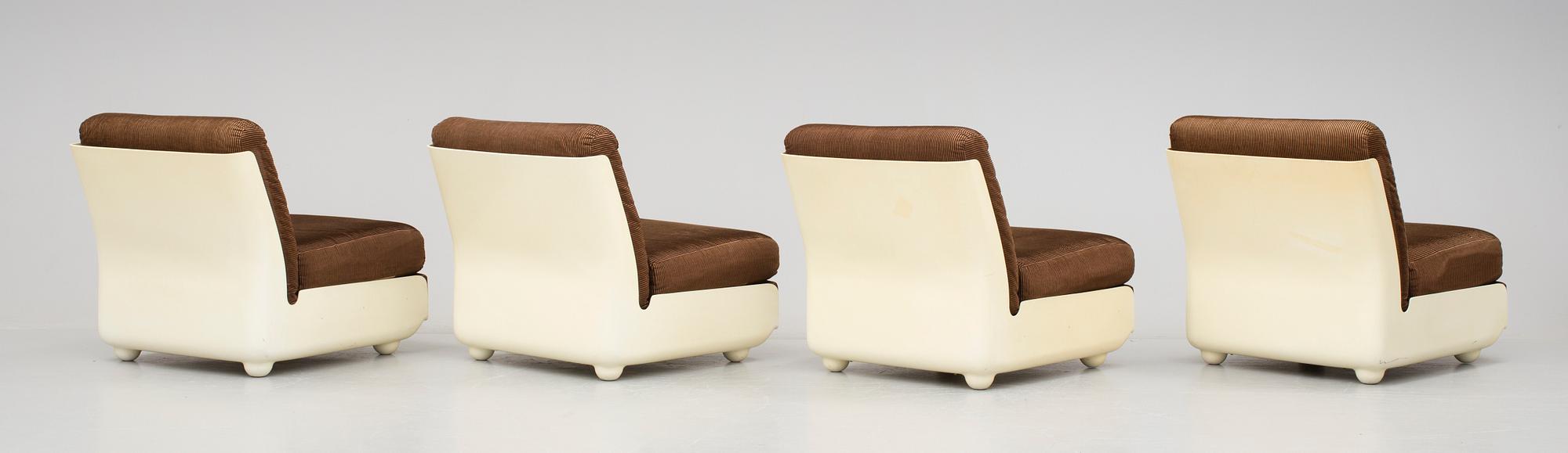 FÅTÖLJER/MODULSOFFA, 4 stycken, 1970-tal.