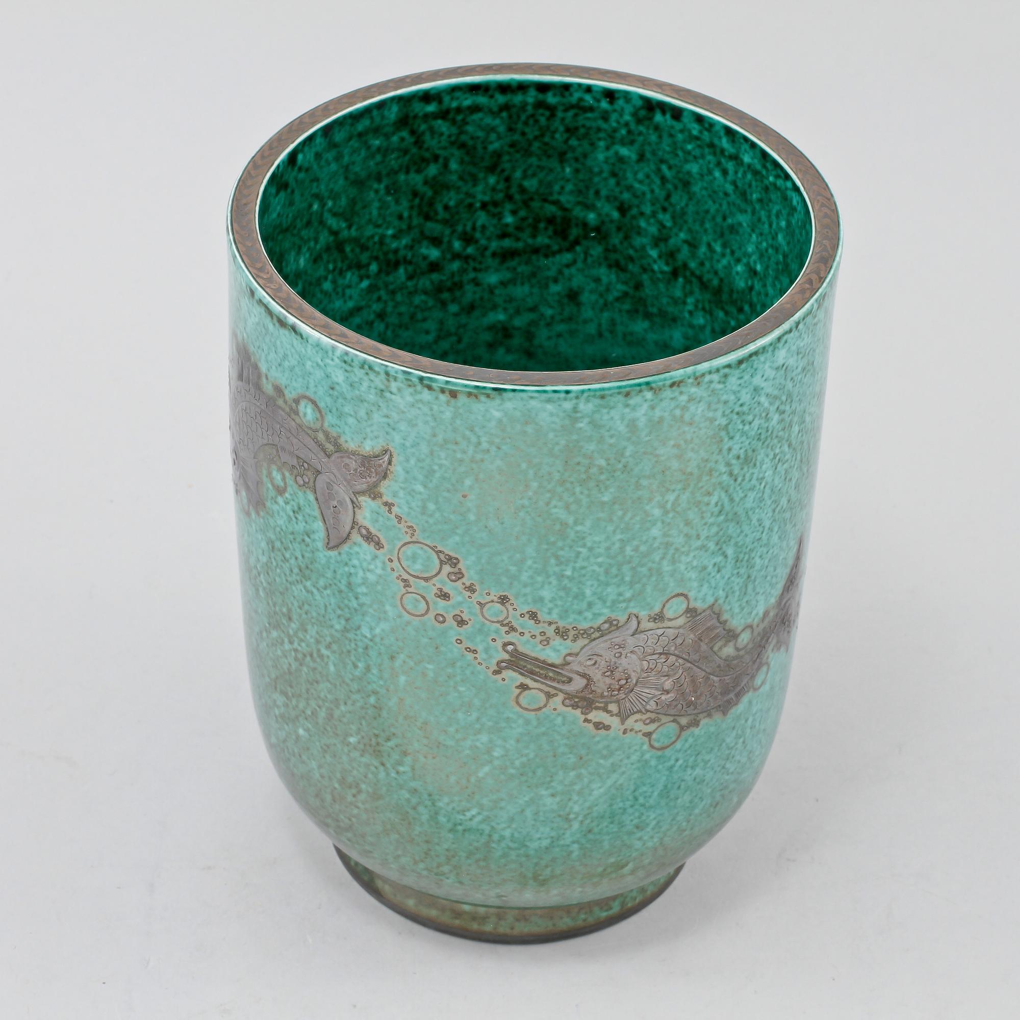 VAS, stengods, argenta, Wilhelm Kåge, Gustavsberg, 1951.
