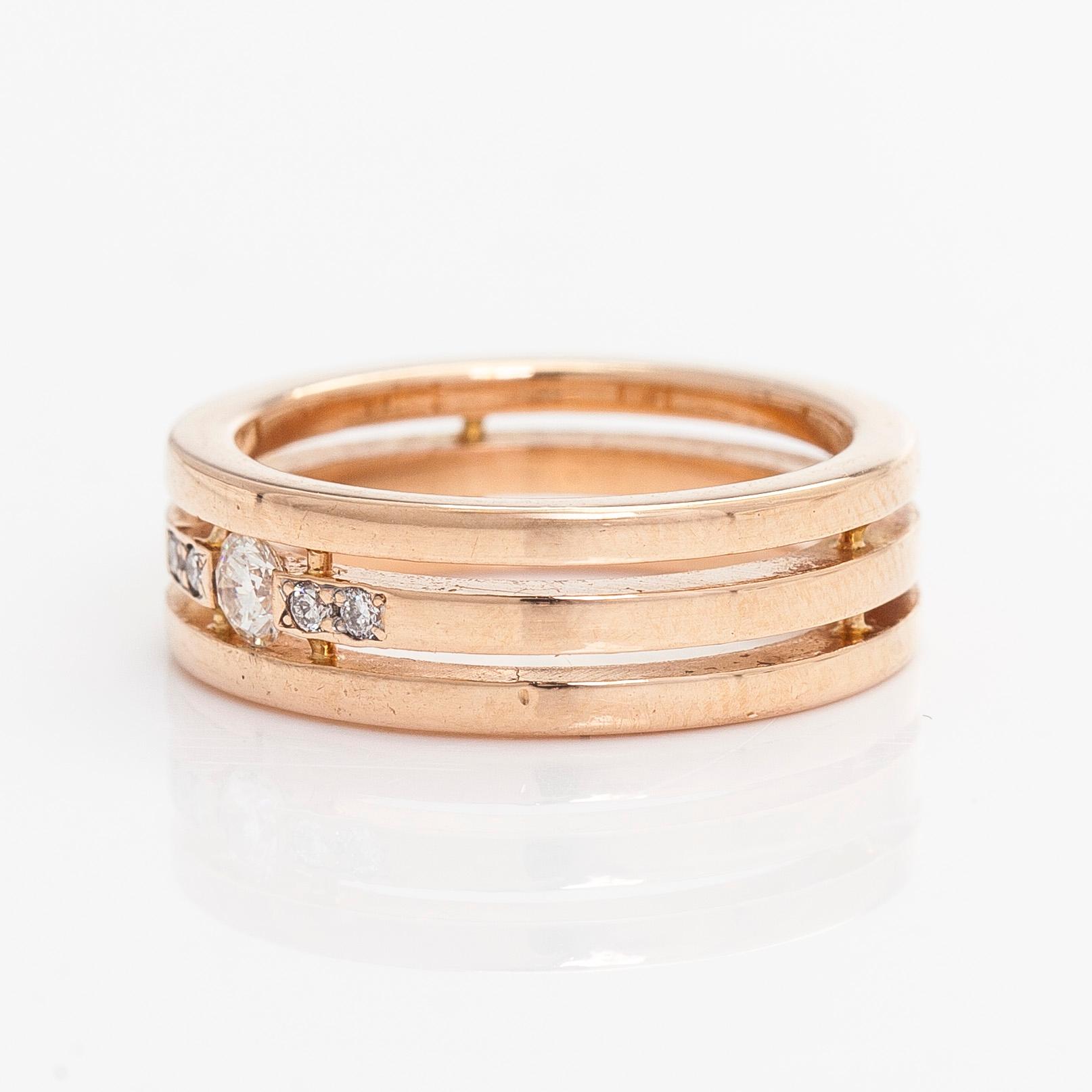 Ring, brilliant cut diamonds, 14K gold.