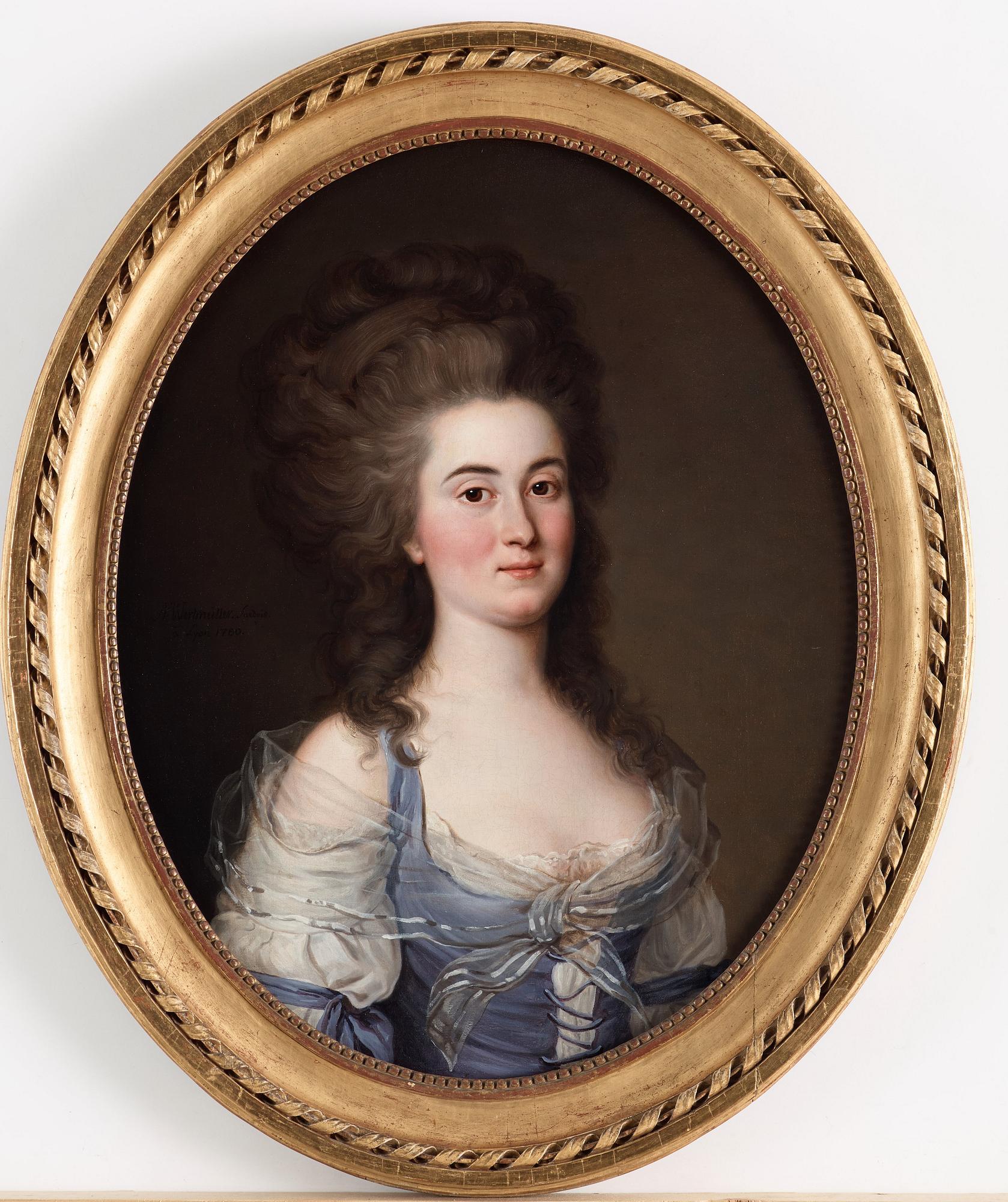 Adolf Ulrik Wertmüller, Young lady in a blue bodice and fichu.