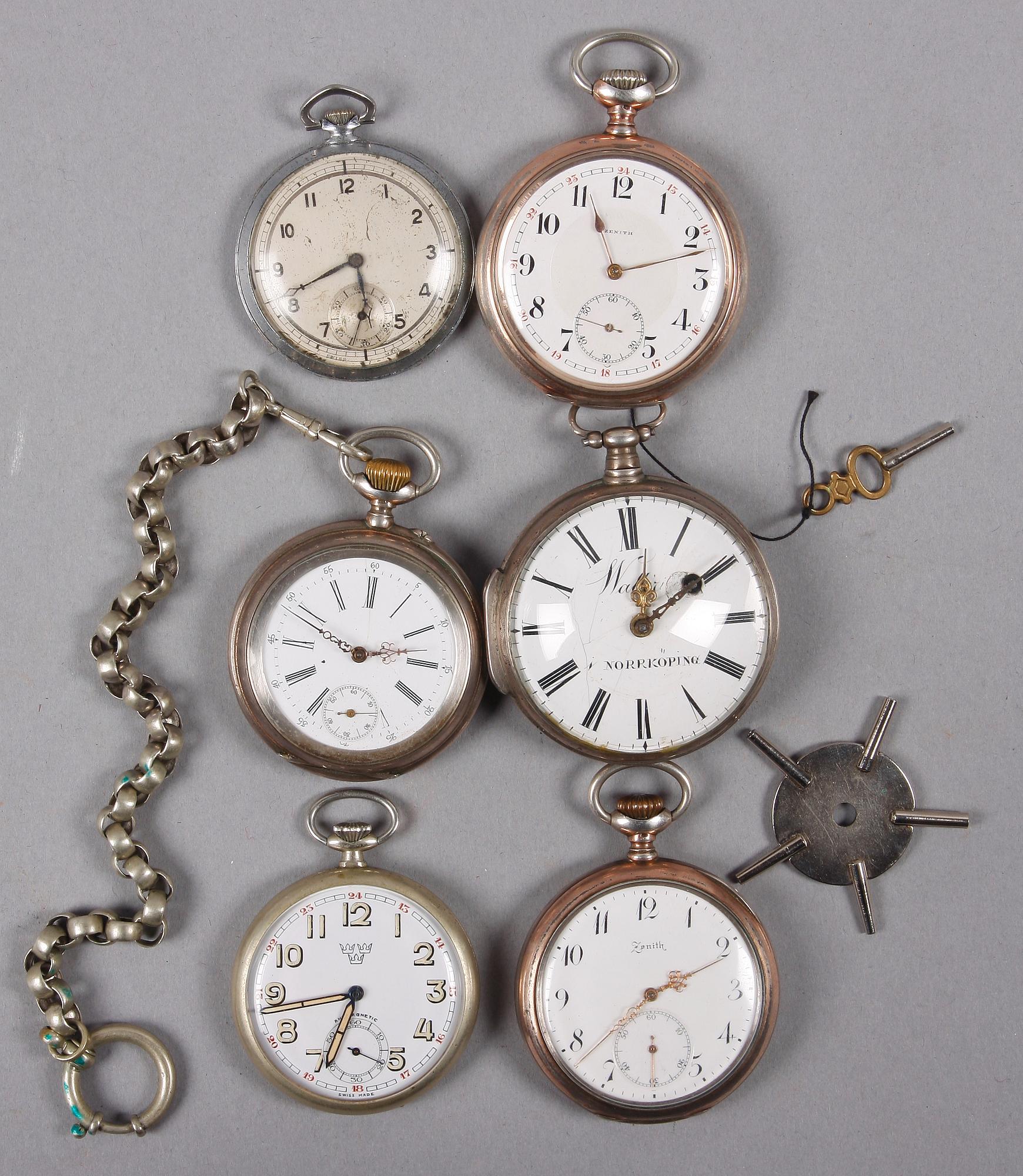 HERRFICKUR, 6 st, mest silver, tidigt 1800-tal till 1900-tal. Bla Wallerius Norrköping.