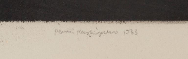 Pentti Kaskipuro, etsning, signerad och daterad 1963, märkt kv.5.