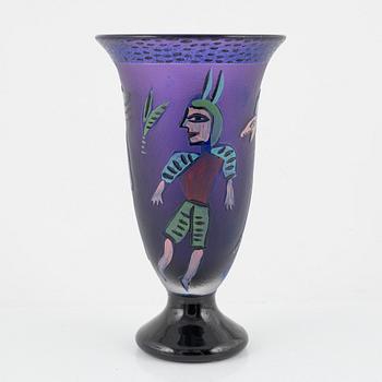 Ulrica Hydman-Vallien, vase, 'Juvelglas', signed, unique, Kosta Boda.