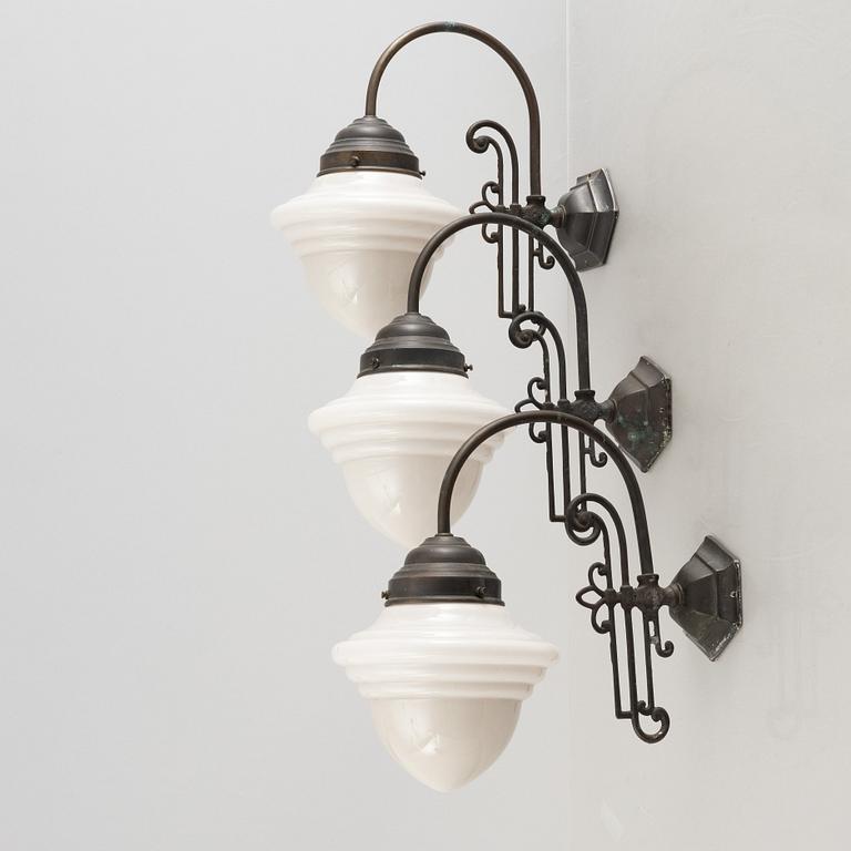 Three Jugend-style wall lights, mid 20th century.