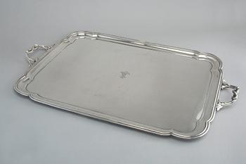 A TRAY, 84 silver. Nikolai Nikitin or Henrik Hacklin St. Petersburg 1857. Measurements 68x44 cm, weight 2830 g.