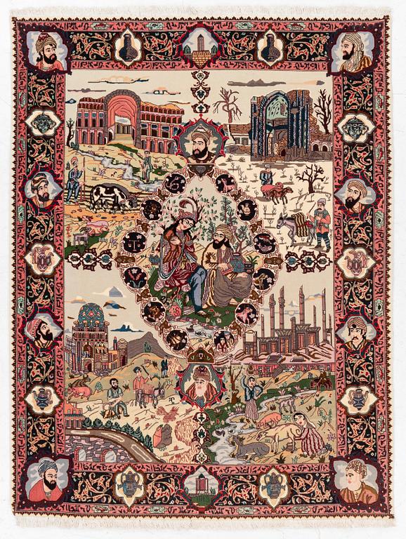 Matta, Täbriz, sk, Fyra årstider, ca 196 x 151 cm.