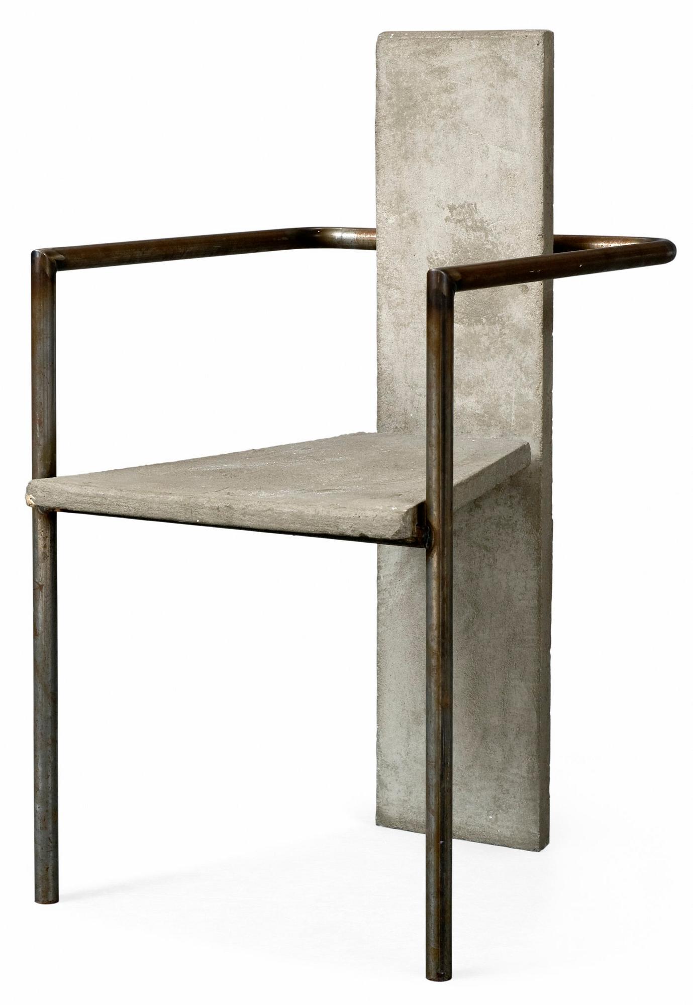 A Jonas Bohlin concrete and iron chair "Concrete", Källemo.