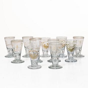 Glasses, 11 pcs, Germany, 18th century.