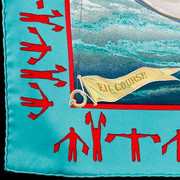 SCARF, siden, En Course", design Yannick Manier, Hermès, Paris, 1900-talets fjärde kvartal.