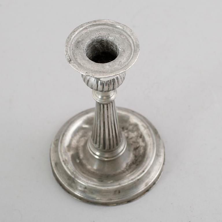 LJUSSTAKE, tenn, Nils Eric Justelius, Eksjö 1850.