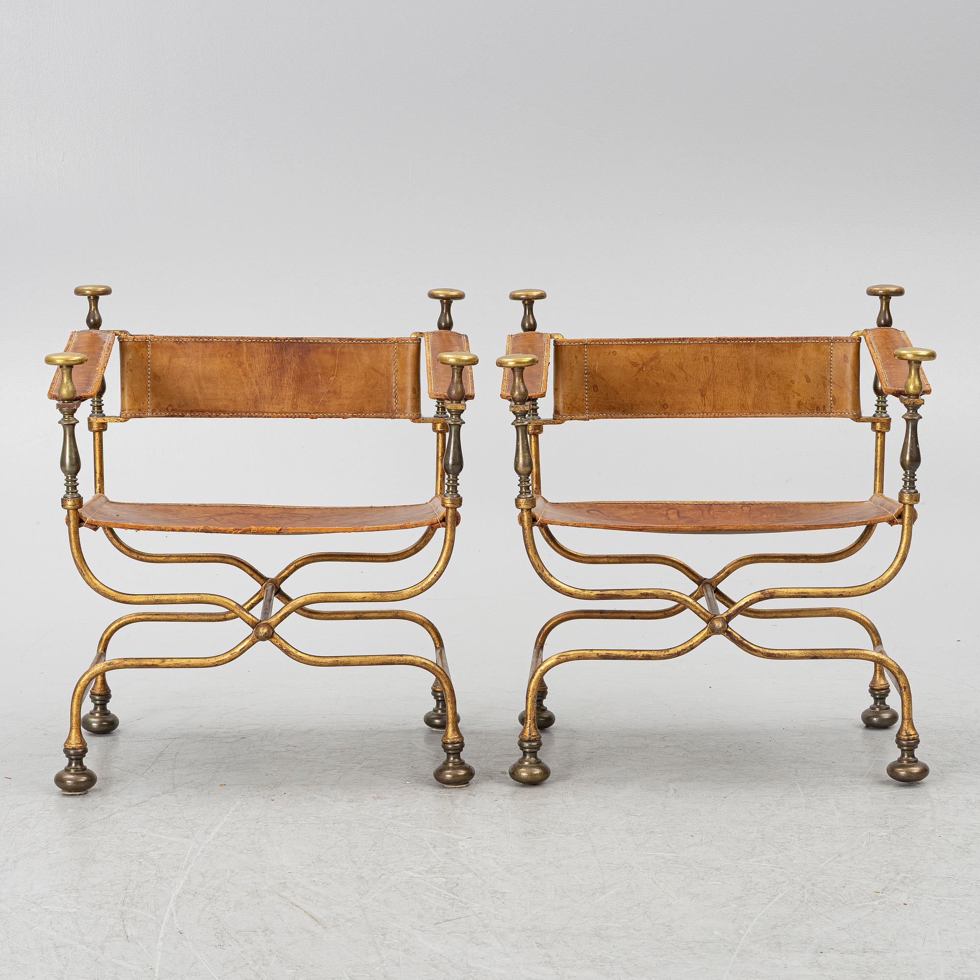 Armchairs, a pair, antiquarian style, Italy.