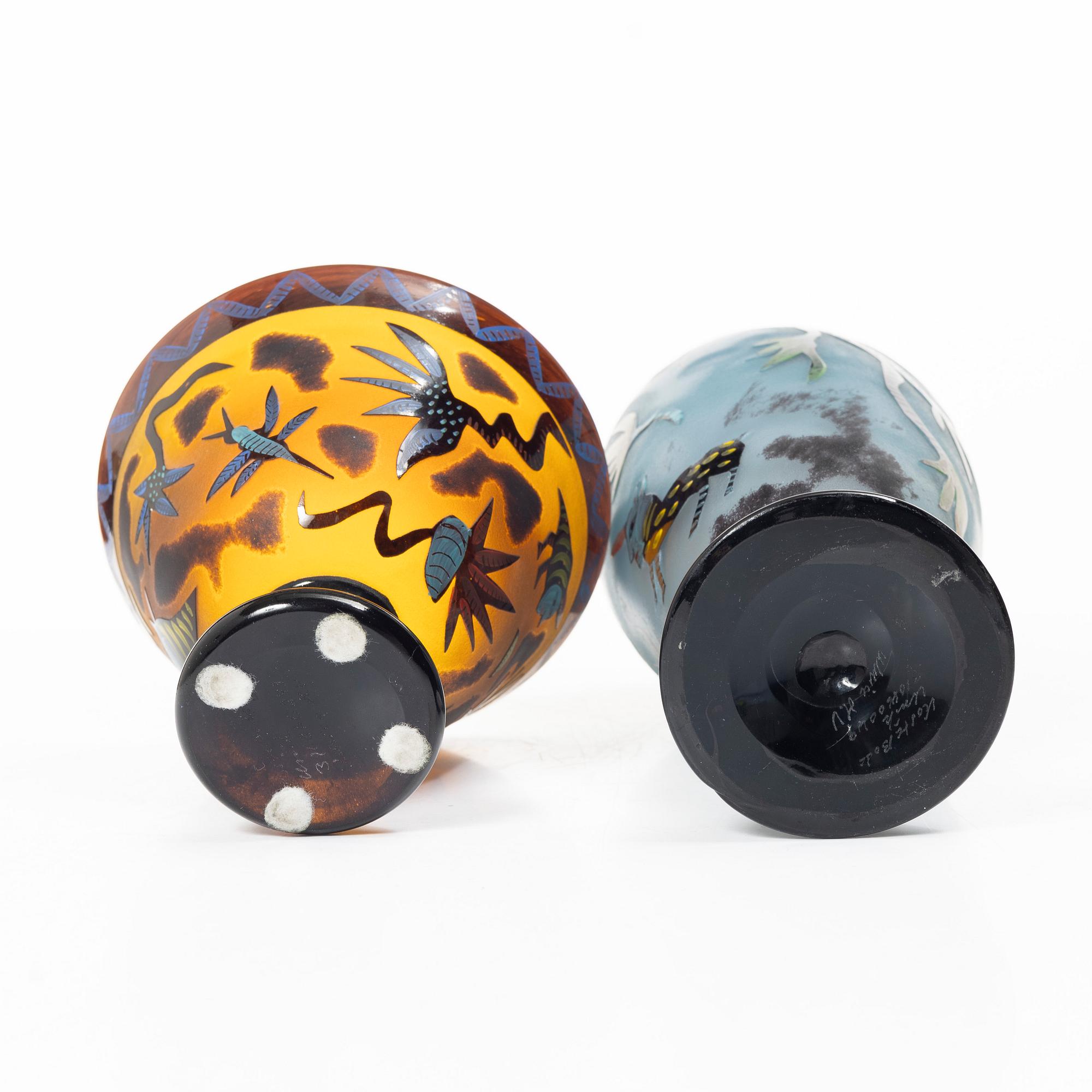 Ulrica Hydman-Vallien, konstglas, 2 delar, juvelglas, Kosta Boda.