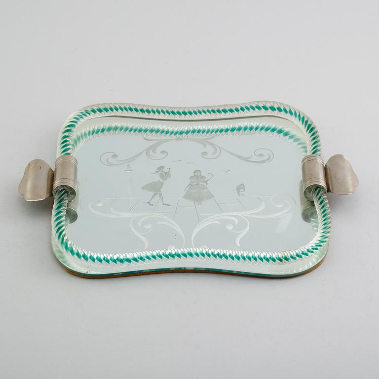 BRICKA, glas, venetiansk stil, 1900-talets mitt.