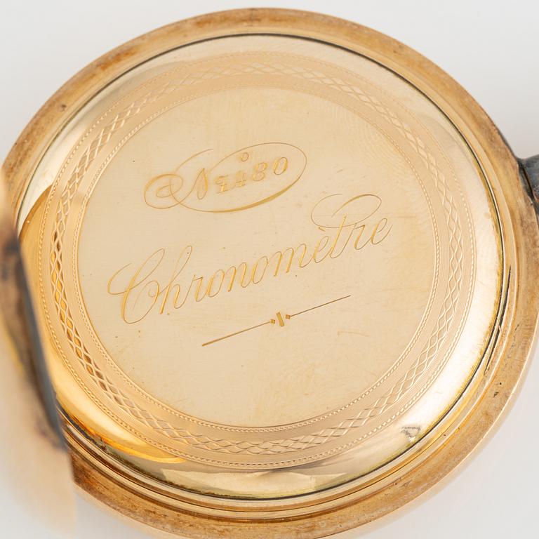 Pocket watch, Chronométre, 14K gold, 55,5 mm.