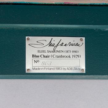 Eliel Saarinen, a pair of 'The Blue Chair' armchairs for Adelta Finland 1980s.