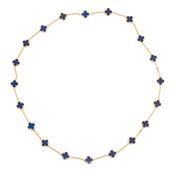 A Van Cleef & Arpels necklace "Alhambra" in 18K gold and lapis lazuli.