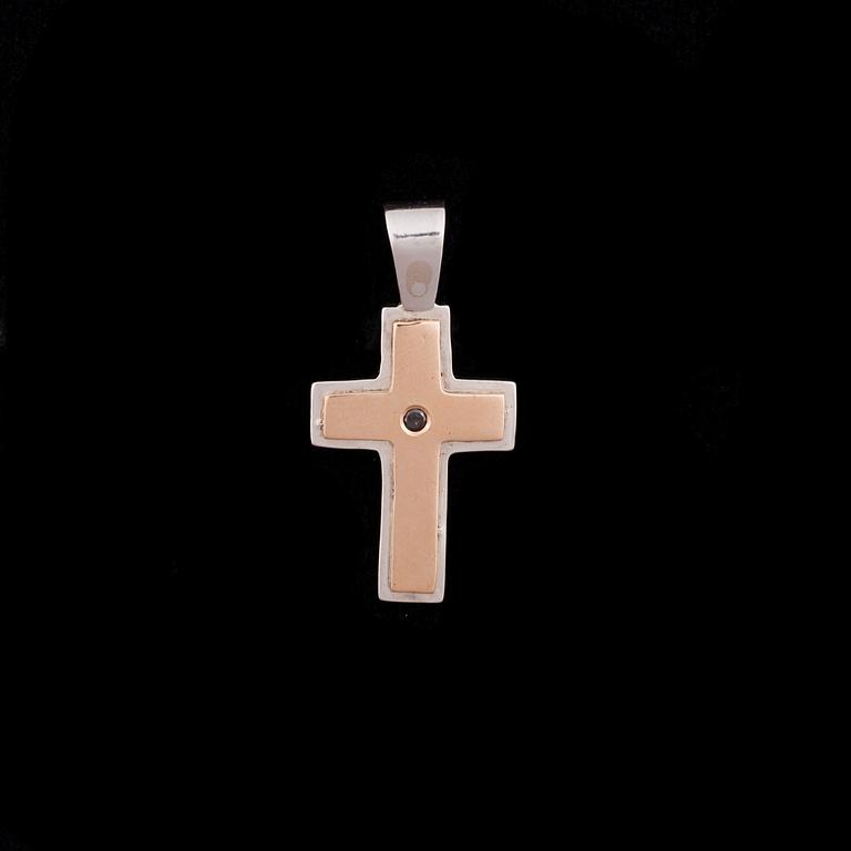 HÄNGE, 14K guld samt sterlingsilver, svart diamant 0,03 ct. Vikt 5 g.