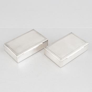 Two silver 830 cigarette cases, Swedish import marks, MEMA, circa mid-20th century.
