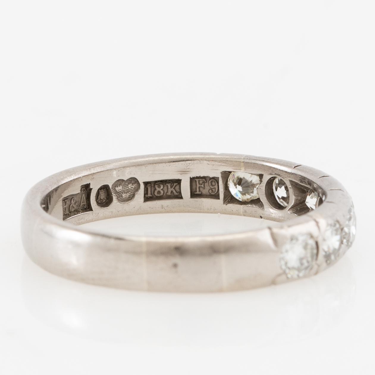Ring Half alliance 18K white gold set with round brilliant-cut diamonds, Hellström & Åhrling Stockholm 1956.
