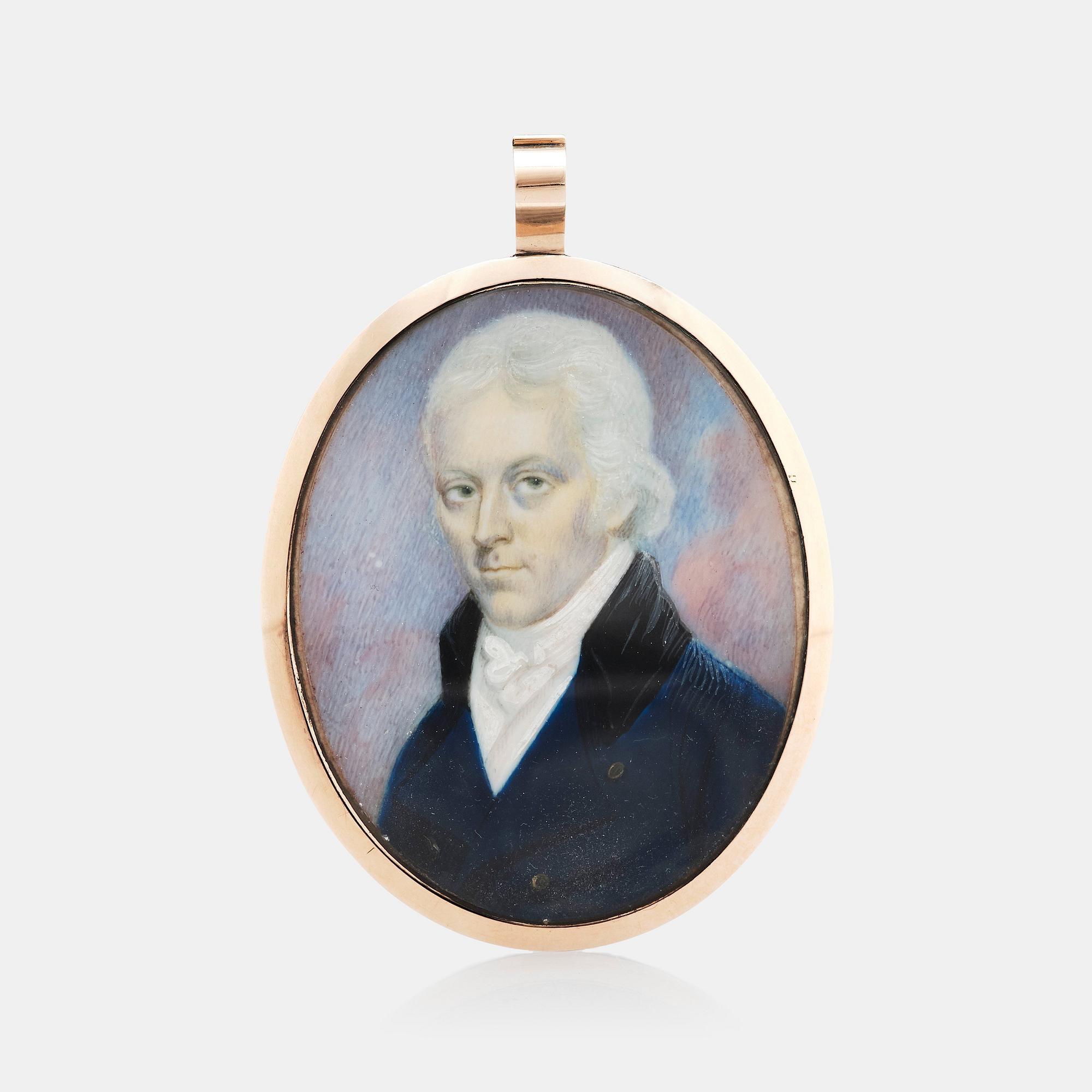 Unknown artist early 19th century. Gentleman in a blue redingot.