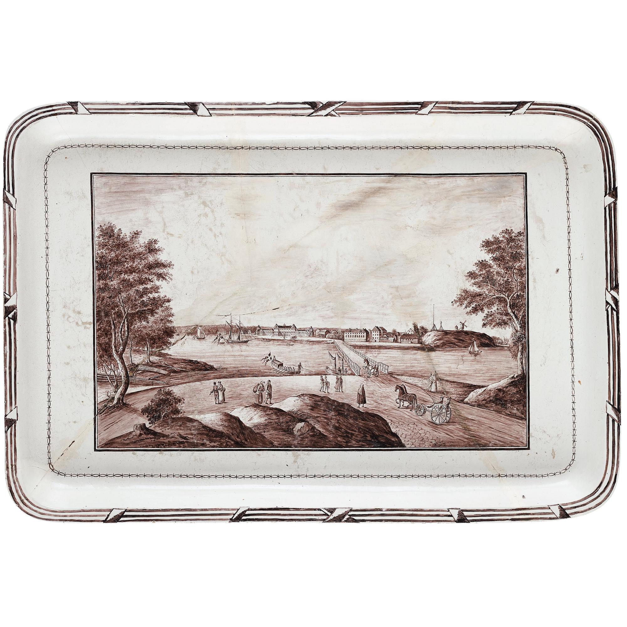 Tebord, med fajansbricka, 1700-talets slut, Gustavianskt.