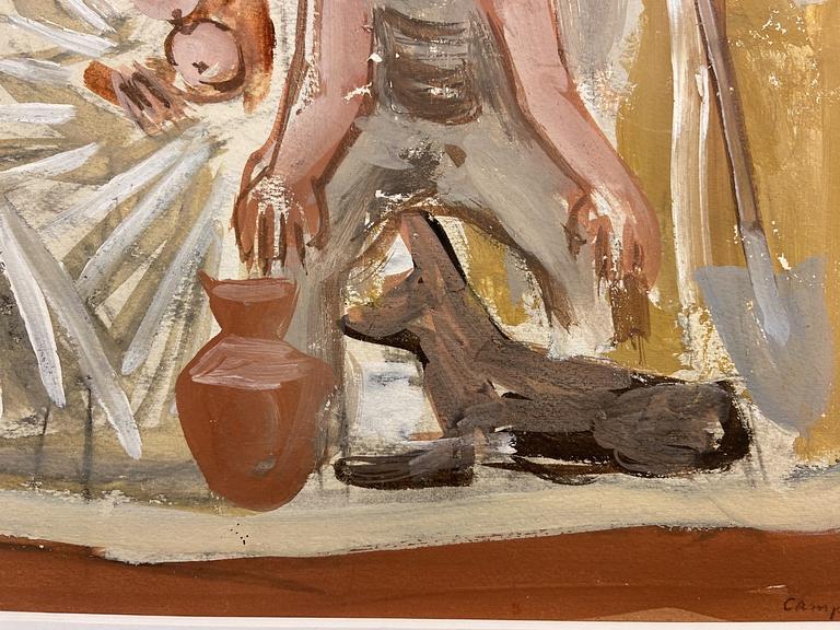 MASSIMO CAMPIGLI, blandteknik på papper, bär senare påförd signatur (okänd).