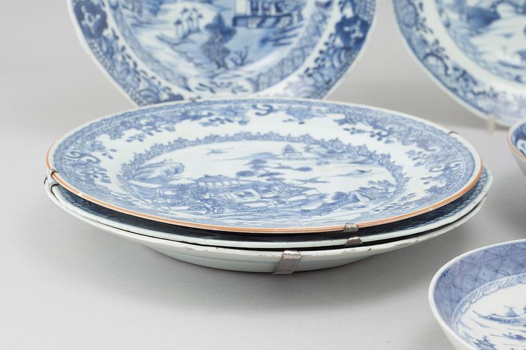 PARTI PORSLIN, 9 delar, Kina, Qianlong (1736-1795).