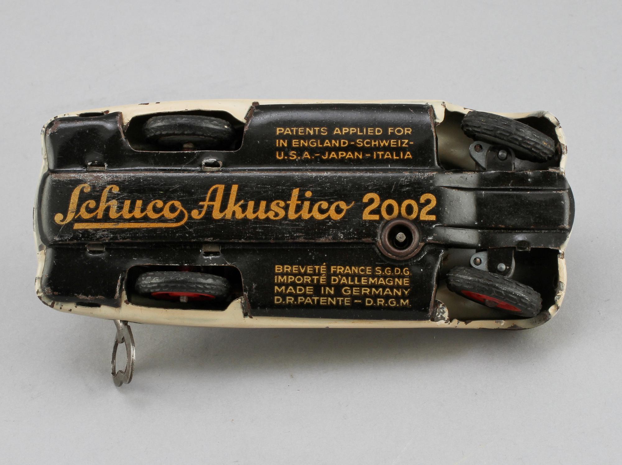 LEKSAKSBIL, plåt, Schuco Akustico 2002, omkring 1900-talets mitt.