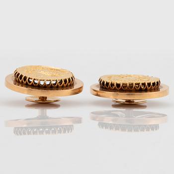 A pair of 18K gold cufflinks made of Byzantine coins.