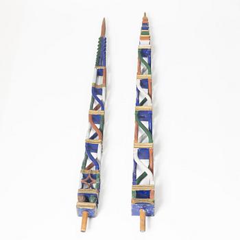 Two spinning wheel tops., folk art, 18th/19th century.