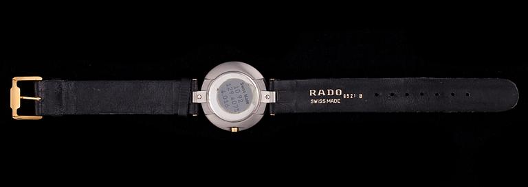 ARMBANDSUR, Rado, svart läderarmband, originaletui. Garantikort 1990.
